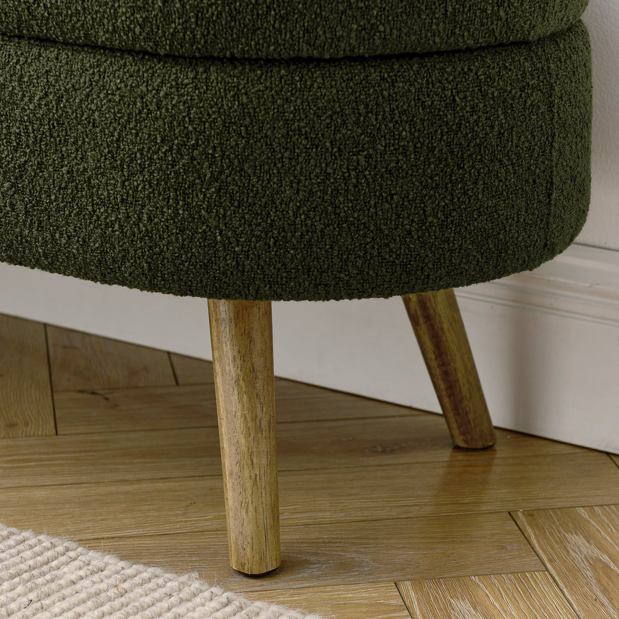 ECLYL Oval Storage Bench 43.5" Linen Fabric Upholstered Entryway Bench with Solid Wood Legs Ottoman Bench Indoor Bench for Living Room/Bedroom/End of Bed/Entryway (Dark Green) ECLYL