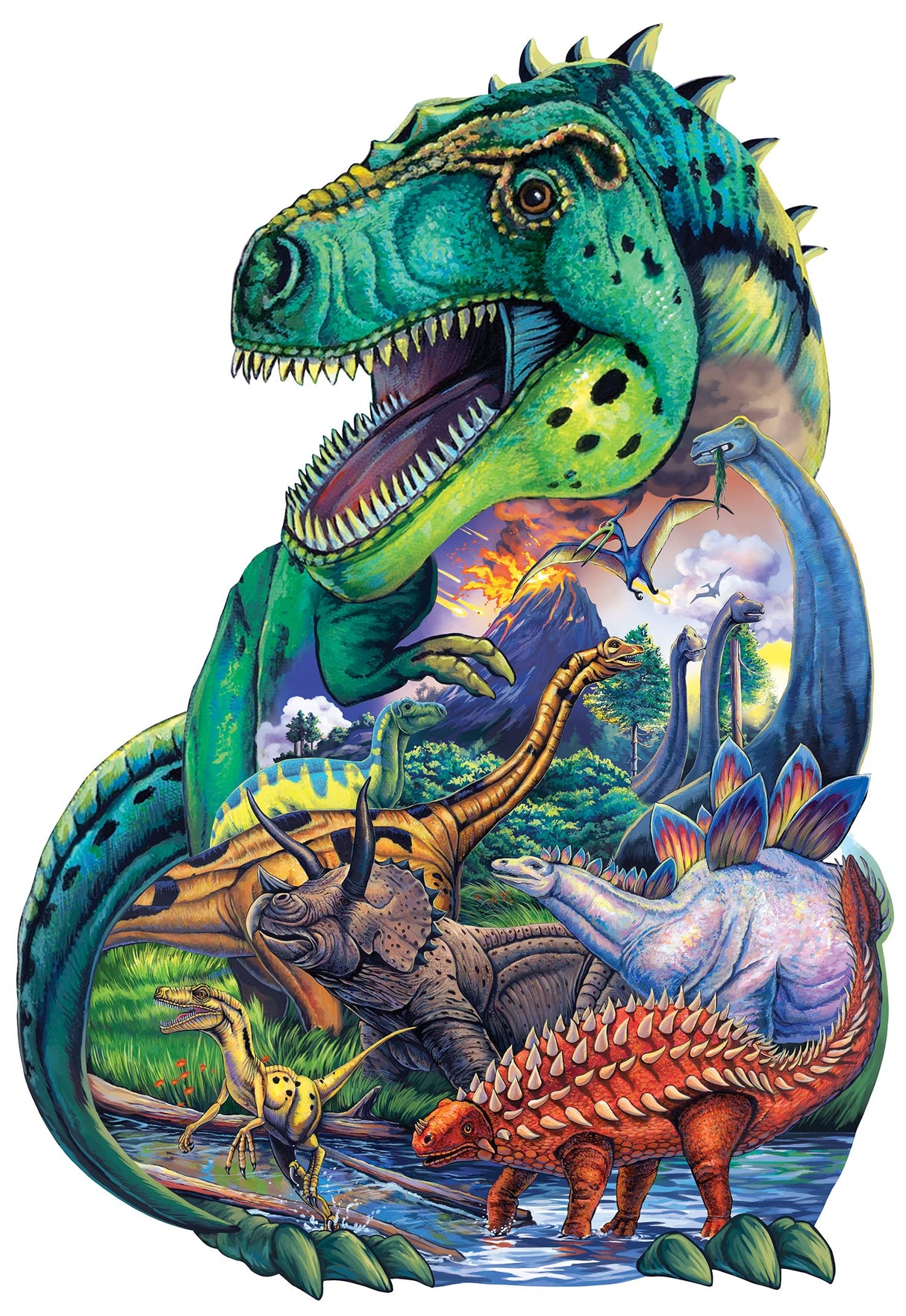 MasterPieces 100 Piece Shaped Jigsaw Puzzle for Kids - Dinosaur Days - 14"x19" Masterpieces