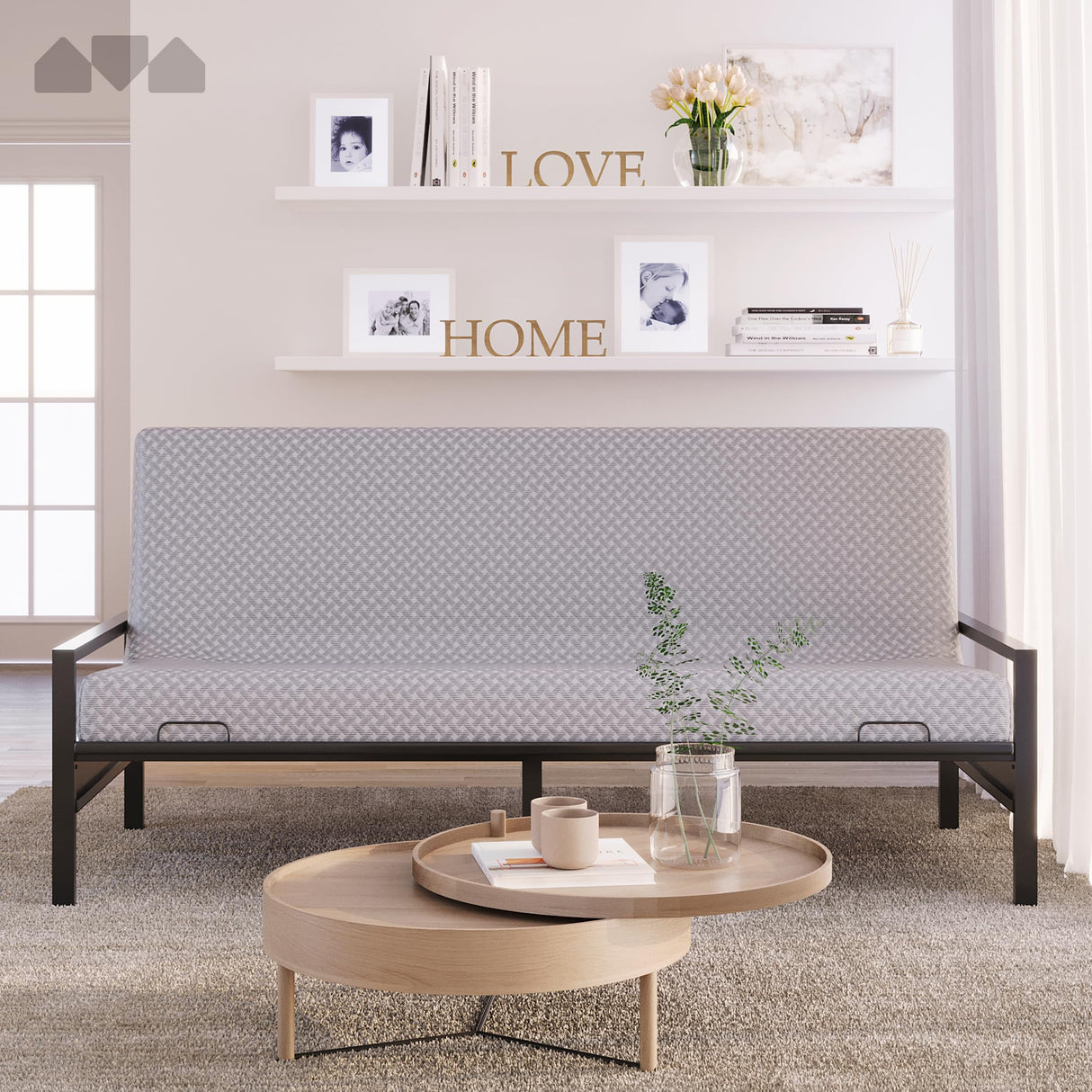 Milliard Metal Futon Frame – Space-Saving Modern Futon Frame Full Size - 2 in 1 Design Perfect for Modern Living Spaces (Black) Milliard