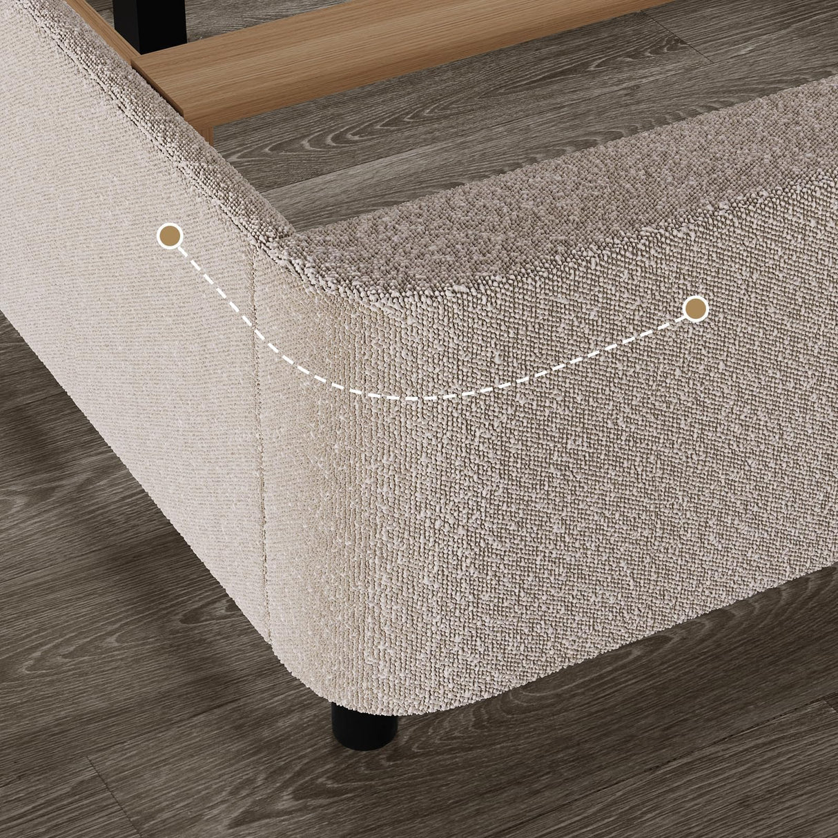 King Size Boucle Bed Frame, Upholstered Cloud Bed Frame with Headboard, Soft Platform Bed Frame with Thickened Footboard, Rounded Corners, No Box Spring Required, Easy Assembly, Cream HOMBCK