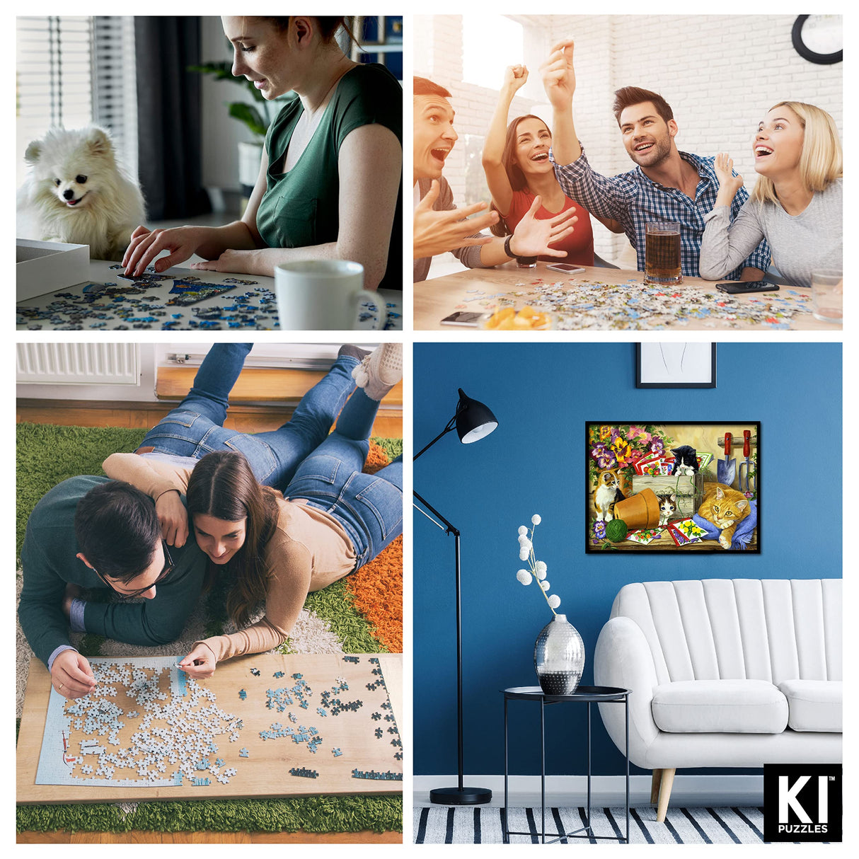 300 Piece Puzzle for Adults Linda Picken Little Bloomers Cat & Kittens 24 x 18 Cute Jigsaw by KI Puzzles KI Puzzles