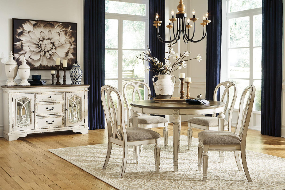 Signature Design by Ashley Realyn French Country Oval Dining Room Extension Table, Chipped White Signature Design by Ashley