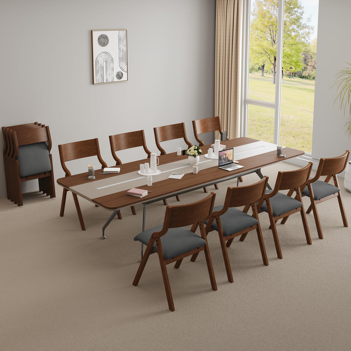 YOPTO Folding Wooden Chairs Set of 2 with Padded Seat,Portable Dining Chairs W/Ergonomically Designed Back and Cushion,for Dining Room,Restaurant,Kitchen,Office YOPTO