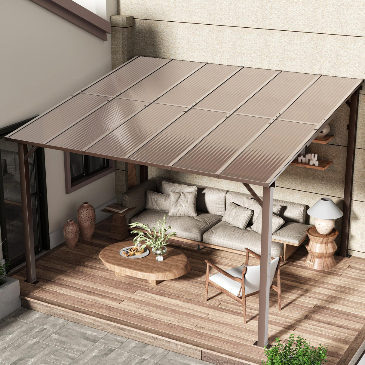 Airwire 10x12 FT Gazebo, Outdoor Gazebos on Clearance with Aluminum Frame, Wall Mounted Gazebo & Pergola, Lean to Gazebo Awnings for Patio, Decks, Porch and Backyard AirWire