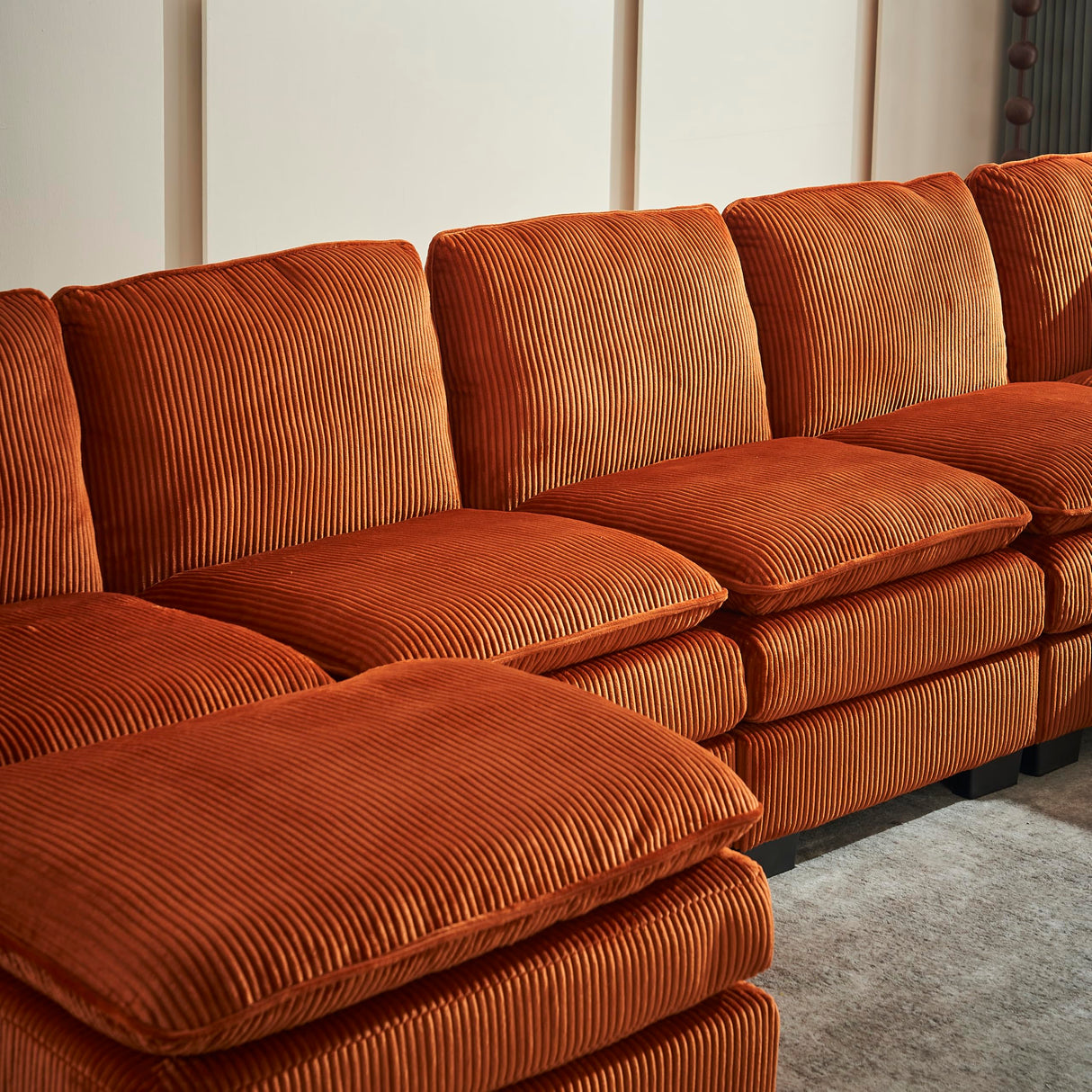 Extra Wide Seat Oversized Convertible Modular Sectional Sofa, Free Combination Reversible Sleeper Couch with Movable Ottoman, 7 Seater Corner Sofa&Couches for Living Room, Office, Spacious Space Eafurn