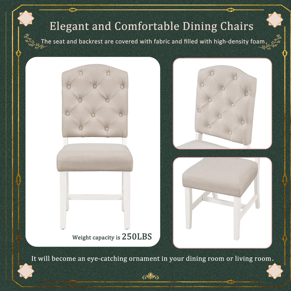 Merax 5 Piece Kitchen Extendable Dining Table Set, Wood Round Dining Table Set with Extendable Table and 4 Upholstered Chairs for Dining Room, Living Room (Oak Natural Wood + Off White) Merax