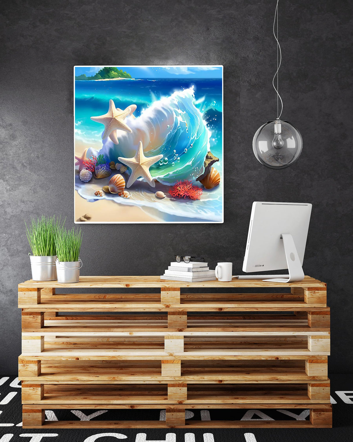 5D Beach Starfish Diamond Painting Kits for Adults Beginners,DIY Ocean Diamond Art, Full Round Drill Diamond Dot Gem Art Kits, Home Wall Decor 12x12 Inch AREOPNMG