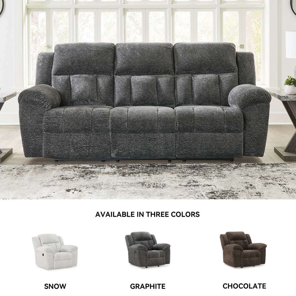 Signature Design by Ashley Frohn Contemporary Manual Reclining Sofa, Gray Signature Design by Ashley