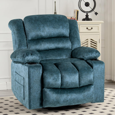HOMYEDAMIC Recliner Chair Rocker Modern Ergonomic Lounge 360 Degree Swivel Single Sofa Seat Living Room Lounge Recliners (360 Swivel, Blue Green-A - Flannel)