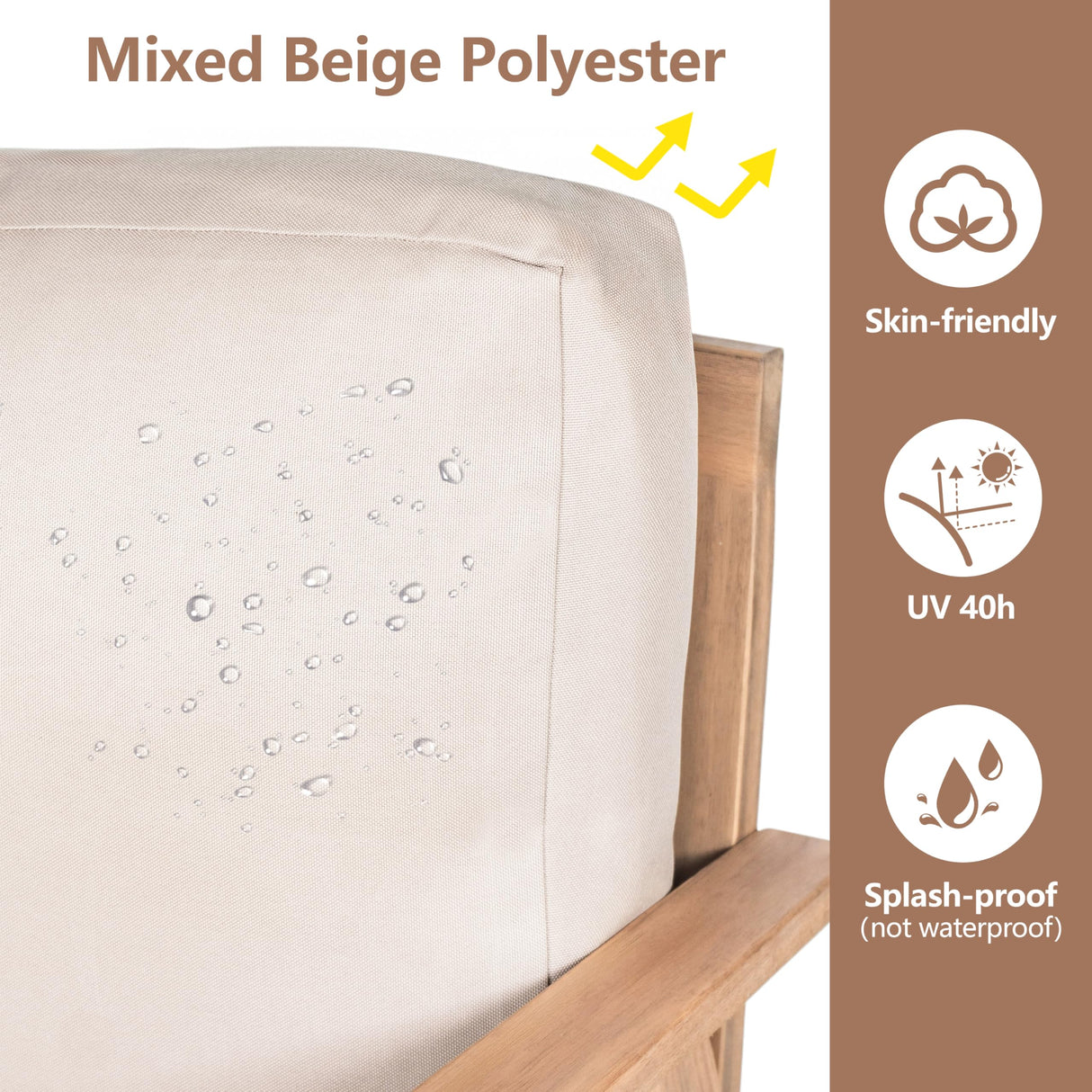 XD Designs 4 Piece Outdoor Patio Furniture Set, Acacia Wood Sectional Sofa wSeat Cushions, All-Weather Patio Conversation Seat with Couches and Coffee Table for Garden Backyard Balcony XD Designs