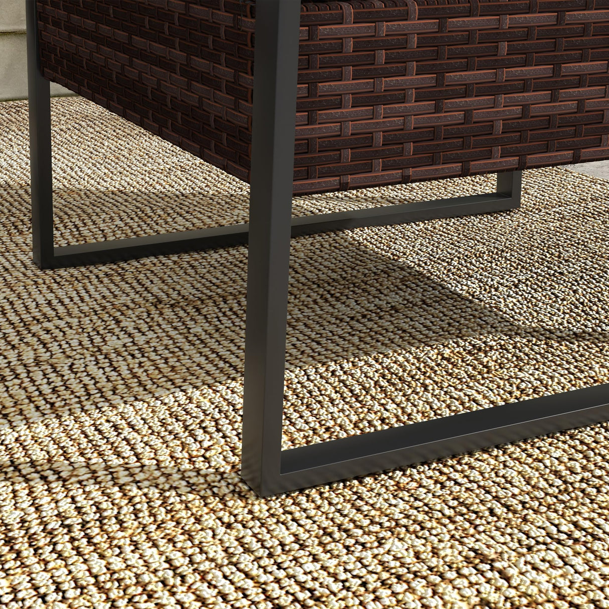 Outsunny 4 Piece Patio Furniture Set with 2 Chairs, Loveseat Sofa, Wood Table, Rattan Motifs, Tufted Cushions, Outdoor Conversation Set for Backyard, Lawn and Pool, White Outsunny