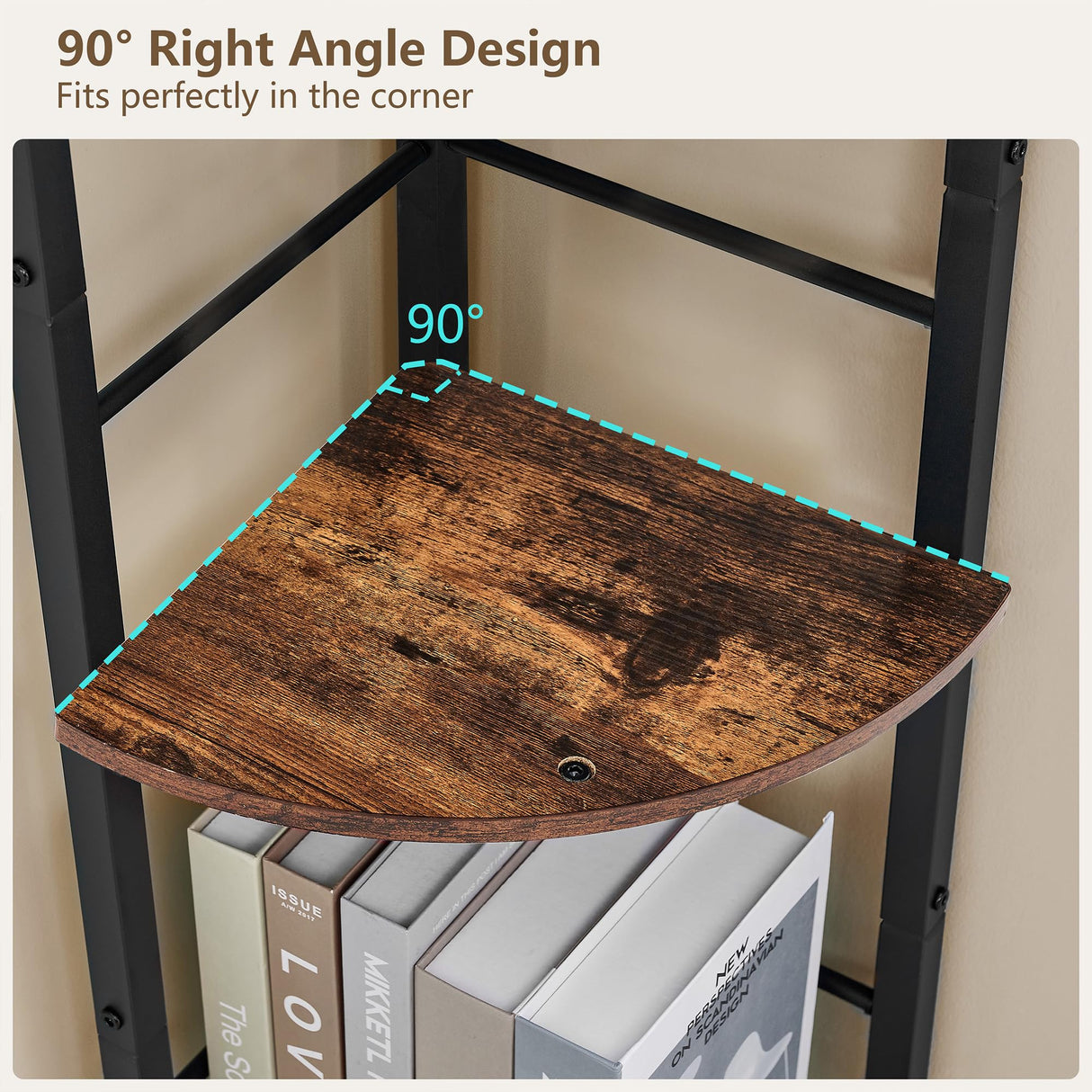 Tajsoon Small Corner Shelf Stand 3 Tier 39.6" Industrial Corner Display Shelf Shelving Unit, Corner Tables for Small Spaces, Bedroom, Living Room, Office, Kitchen, Rustic Brown Tajsoon