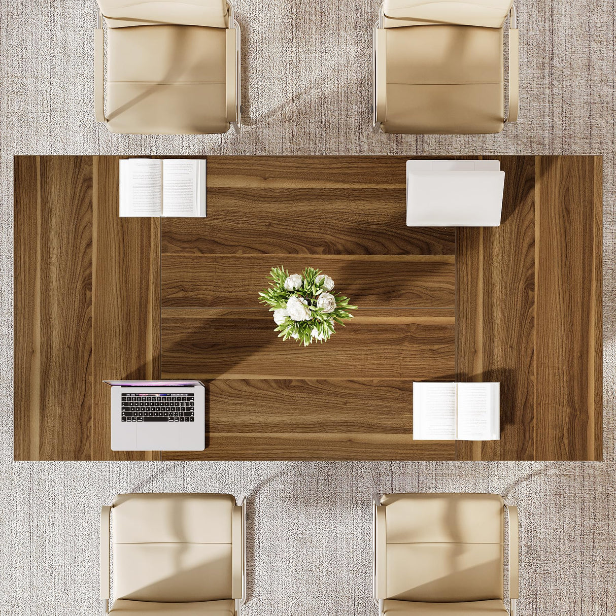 Tribesigns 6 ft Conference Table, 70.9 L x 35.4 W x 29.5 H Inches Meeting Table with Solid Wood Legs, Wood Training Table Boardroom Desk for Office Meeting Conference Room Tribesigns