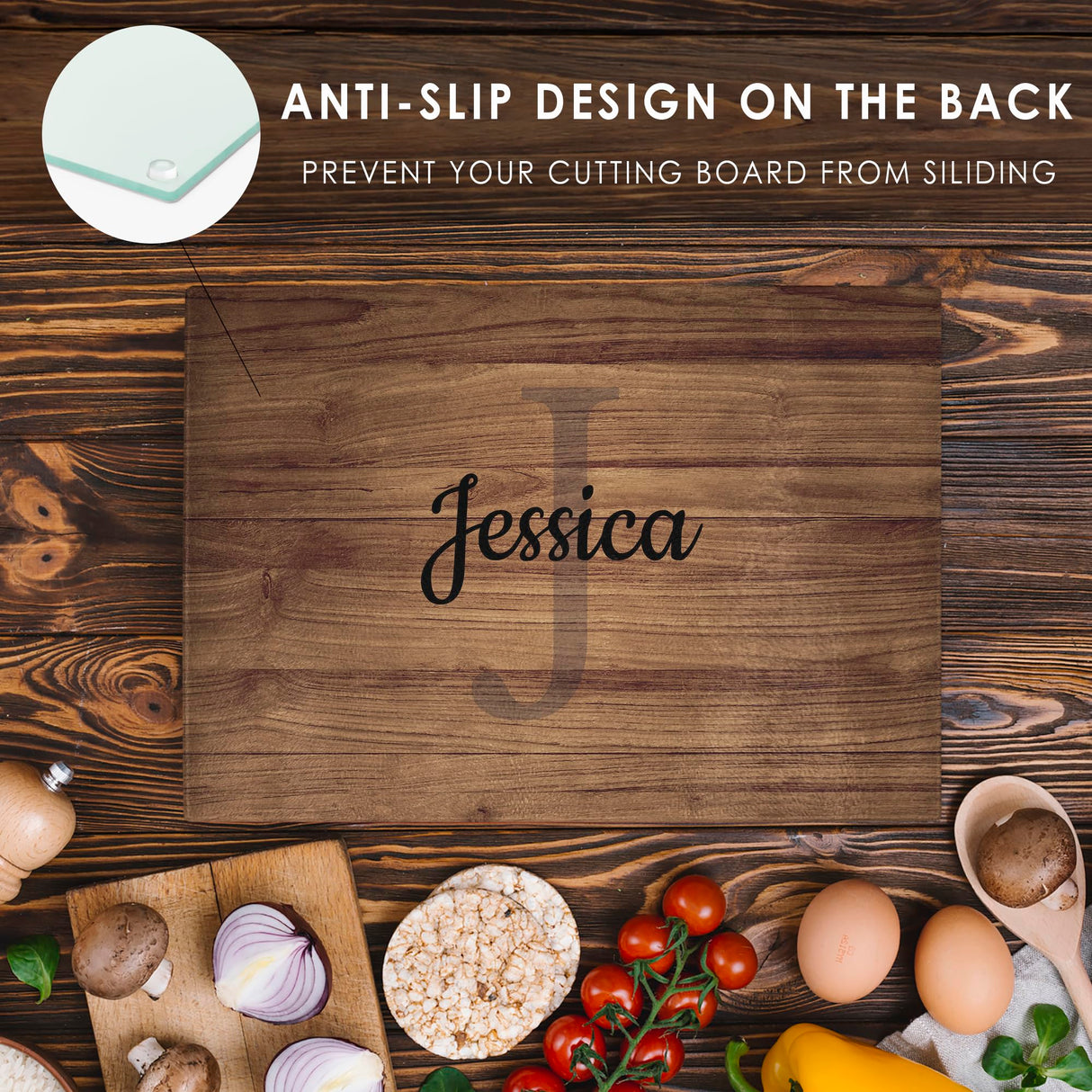 Glass Cutting Board for Countertop, Wooden Effect Cutting Board, Shatter Resistant, Dishwasher Safe, Custom and Decorative Kitchen Essential for Fardes