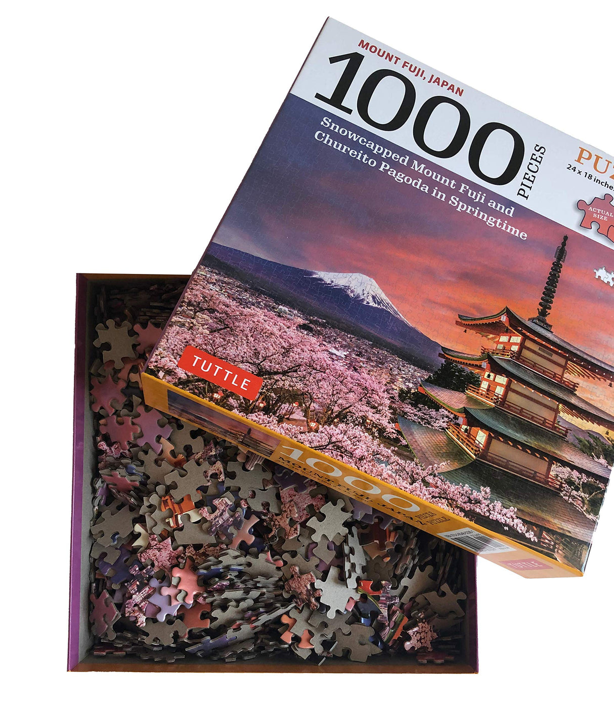 Japan's Mount Fuji in Springtime- 1000 Piece Jigsaw Puzzle: Snowcapped Mount Fuji and Chureito Pagoda in Springtime (Finished Size 24 in X 18 in) Tuttle Publishing