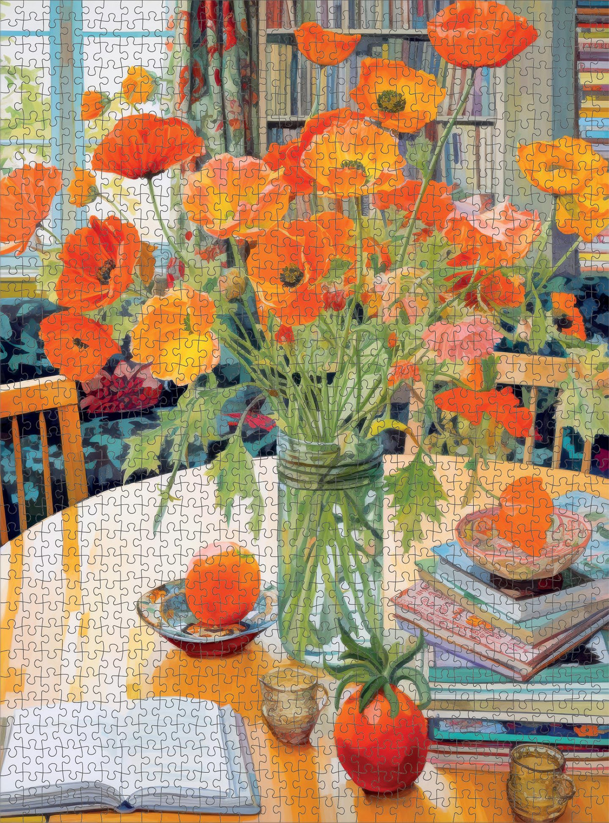 Cross & Glory - Poppies Panorama: Orange Elegance - 1000 Piece Jigsaw Puzzle for Adults | Art Puzzle | Beautiful Design | Vibrant Pieces | Satin Finish Cross & Glory