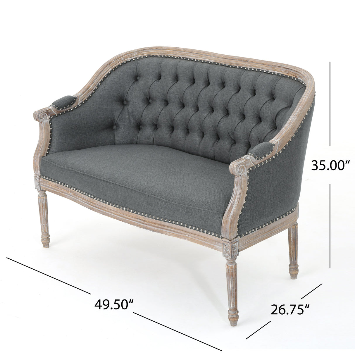 Christopher Knight Home Faye Traditional Fabric Tufted Upholstered Loveseat, Dark Gray, Antique Christopher Knight Home