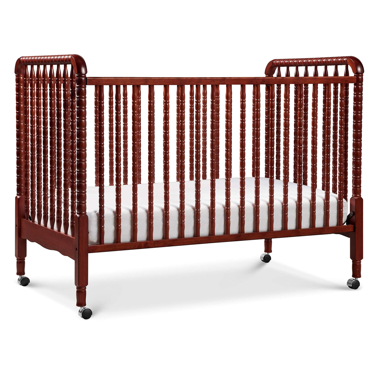 DaVinci Jenny Lind 3-in-1 Convertible Crib in Rich Cherry, Removable Wheels, Greenguard Gold Certified DaVinci
