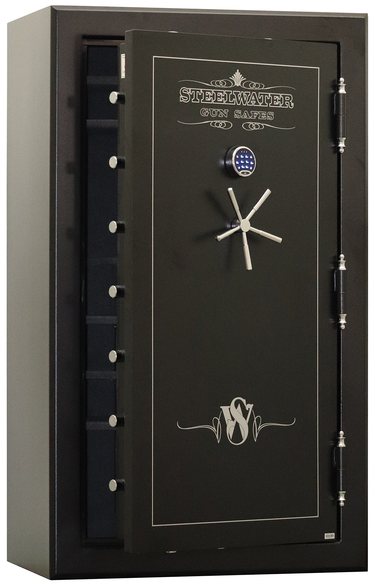 STEELWATER GUN SAFES New Improved Heavy Duty E.M.P Proof, 45 Long Gun, 2 Hour Fire Protection, Auto LED LIghts, Dehumidifier, Door Organizer, Interior Outlet, for Rifles and more. AMHD724228-EMP Steelwater Gun Safes