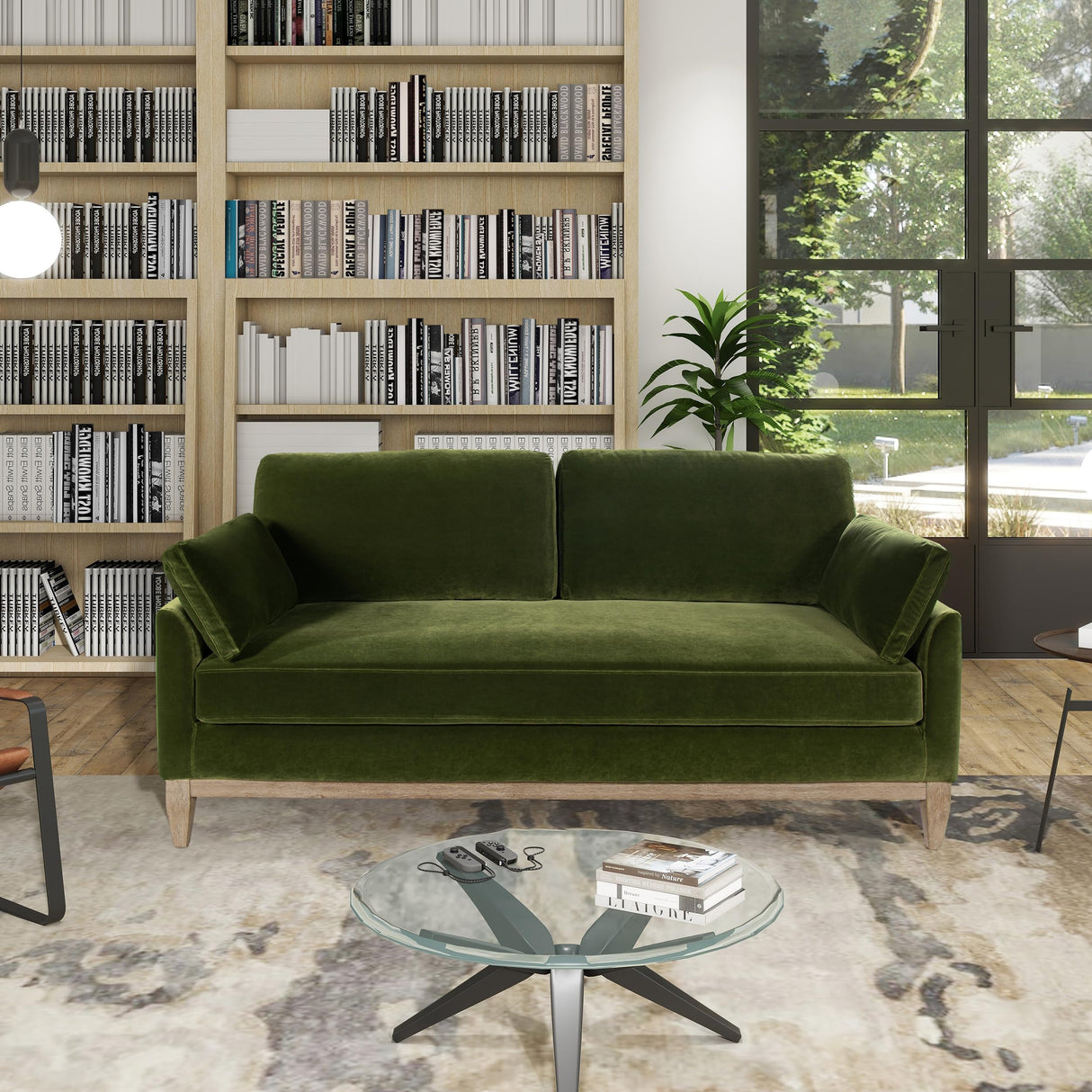 Jennifer Taylor Home Pasadena 75.5" Modern Farmhouse Sofa, Olive Green Performance Velvet Jennifer Taylor Home