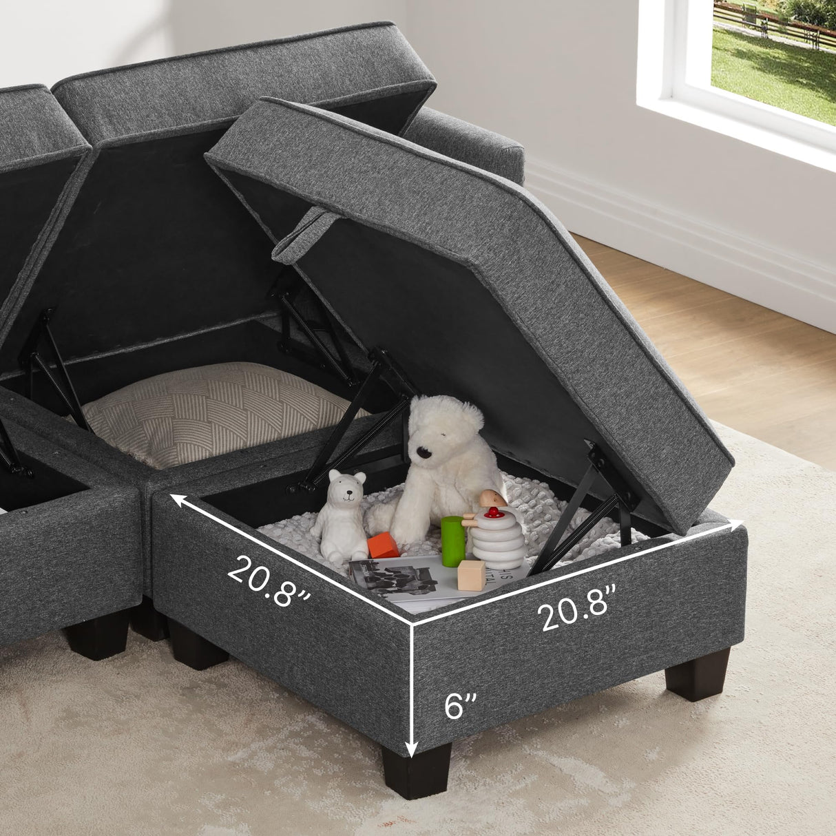 KISLOT Modular Sectional Sofa 60" Loveseat with Storage Modern Convertible Couch with USB Port for Small Space,Apartment,Bedroom KISLOT