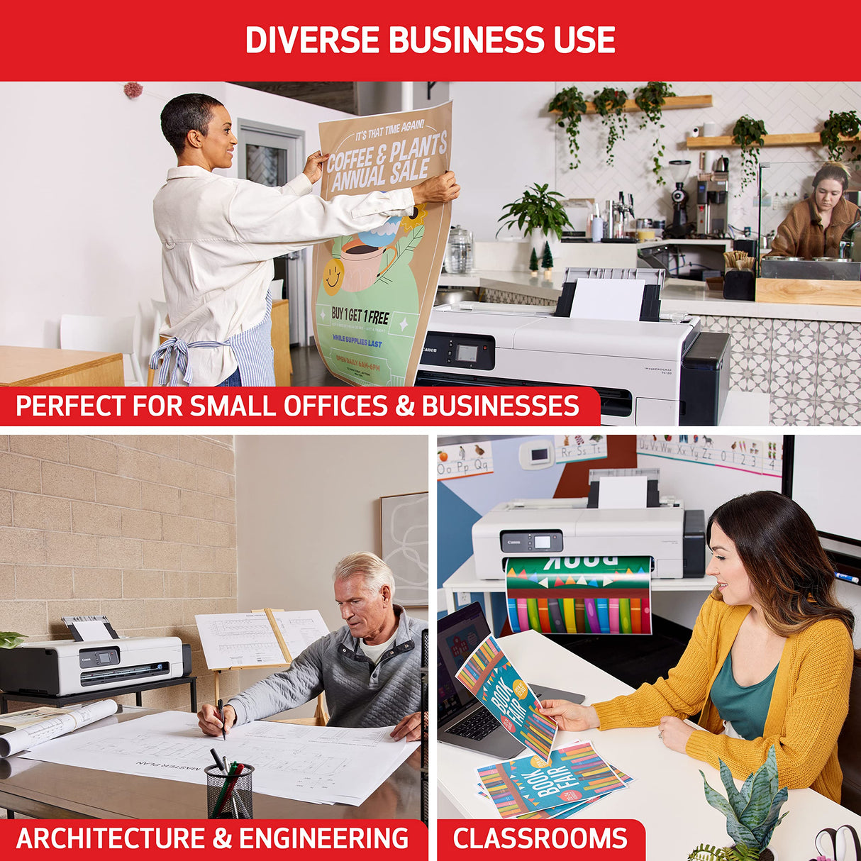 Canon imagePROGRAF TC-20 – Single Function Printer | 24" Large Format Poster & Plotter Printer - Automatic Roll & Cut Sheet Paper Feeder, USB, Wi-Fi, LAN,White Canon