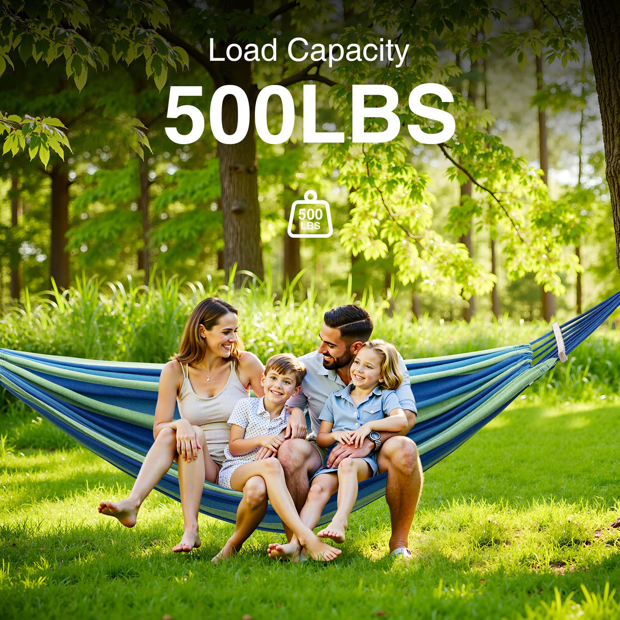 ANAGOO Double Hammock with Stand, 2 Person Hammock with Carrying Bag,Heavy Duty Portable,500 lb Capacity, Perfect for Both Indoors and Outdoors,Wide Blue ANAGOO