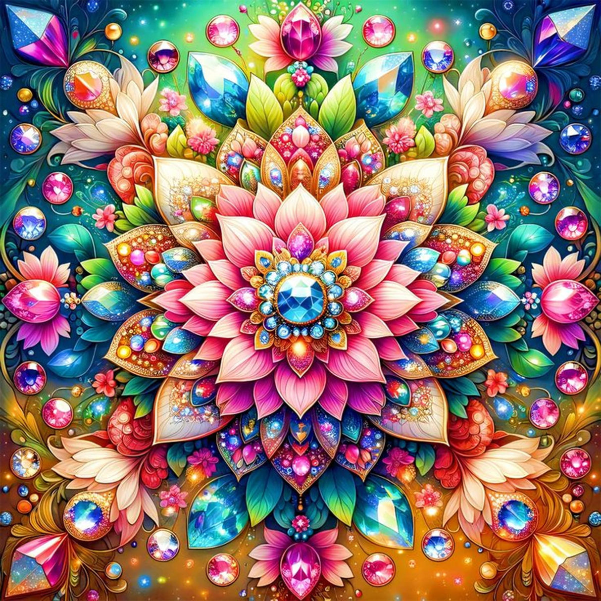 Ekuxom Mandala Diamond Art Kits for Adults-Flowers Diamond Painting Kits for Adults-5D DIY Full Round Drill Gem Art for Home Wall Decor Gifts 14x14inch Ekuxom