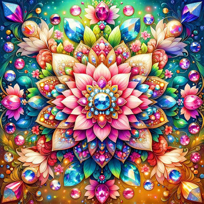 Ekuxom Mandala Diamond Art Kits for Adults-Flowers Diamond Painting Kits for Adults-5D DIY Full Round Drill Gem Art for Home Wall Decor Gifts 14x14inch