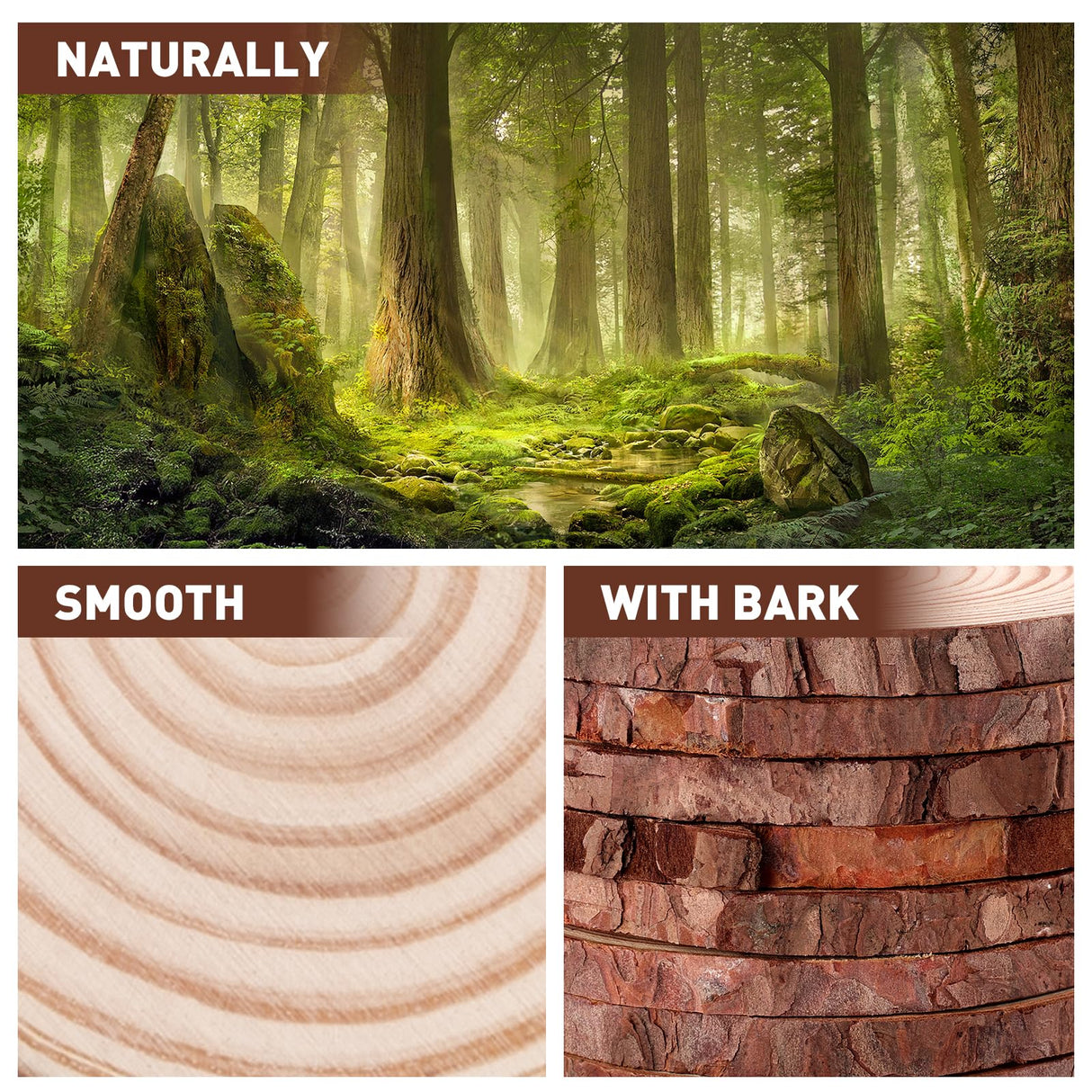 20 Pcs Unfinished Natural Wood Slices for Centerpieces.5.1-5.5 Inch Wood Rounds for Crafts. Wood Circles with Tree Bark for Christmas Ornaments,DIY Crafts,Centerpiece Table Decorations. VKIZA