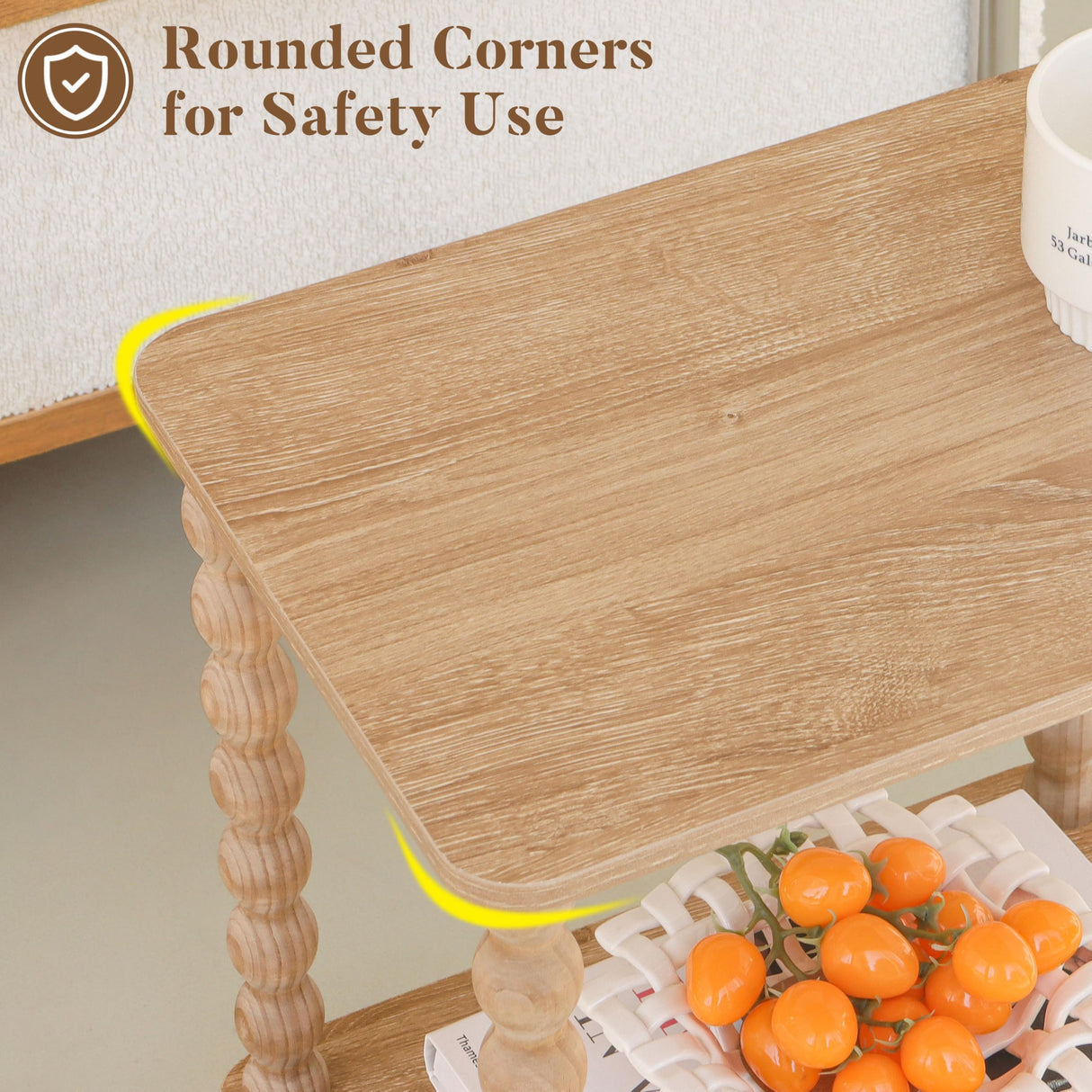 Fultyle Small End Table, Couch Side Table with 2-Tier Storage Shelf, Wood Coffee Table for Bedroom, Living Room, Small Spaces(Rustic Walnut) Fultyle