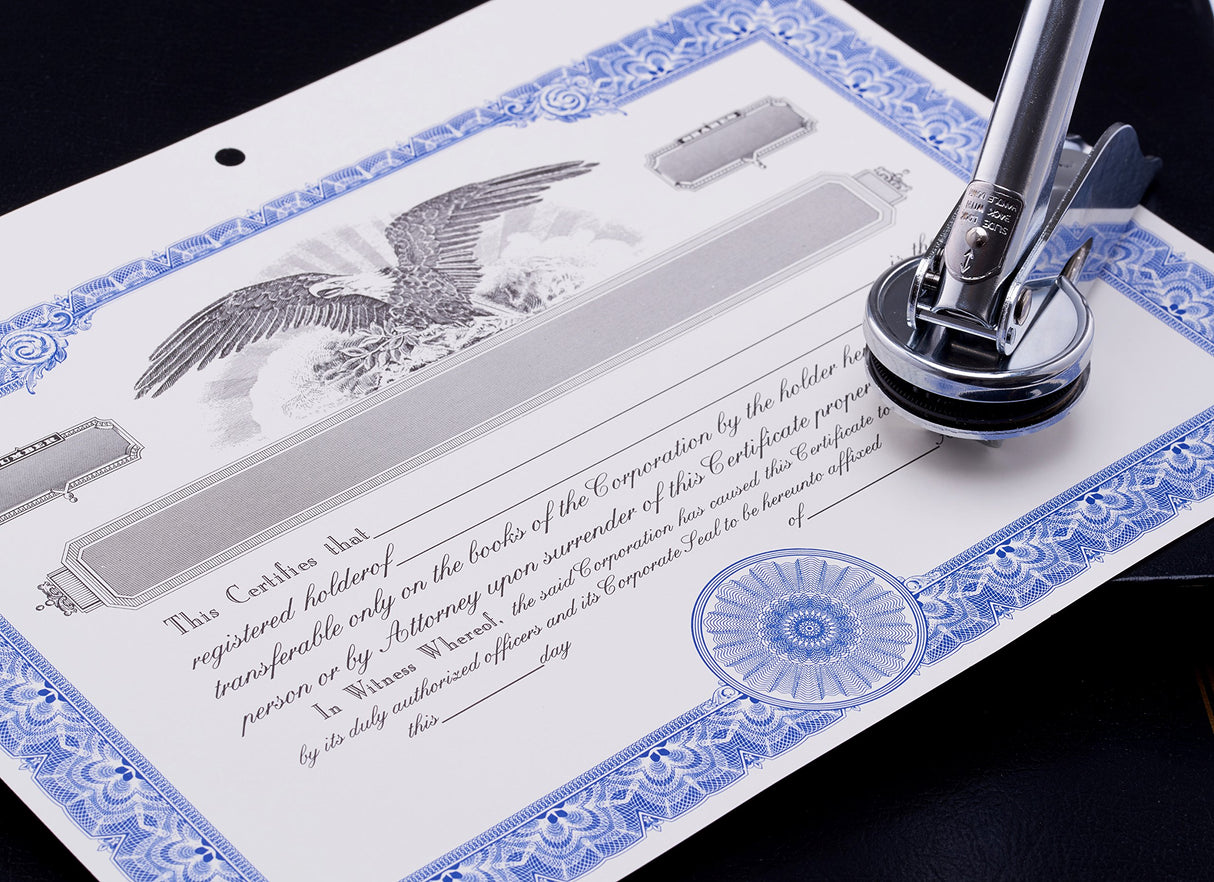 Corporate Kit (Black) - Binder, Slipcase, Minutes & Bylaws, Stock Certificates, Index Tabs & Metal Corporate Seal Hubco