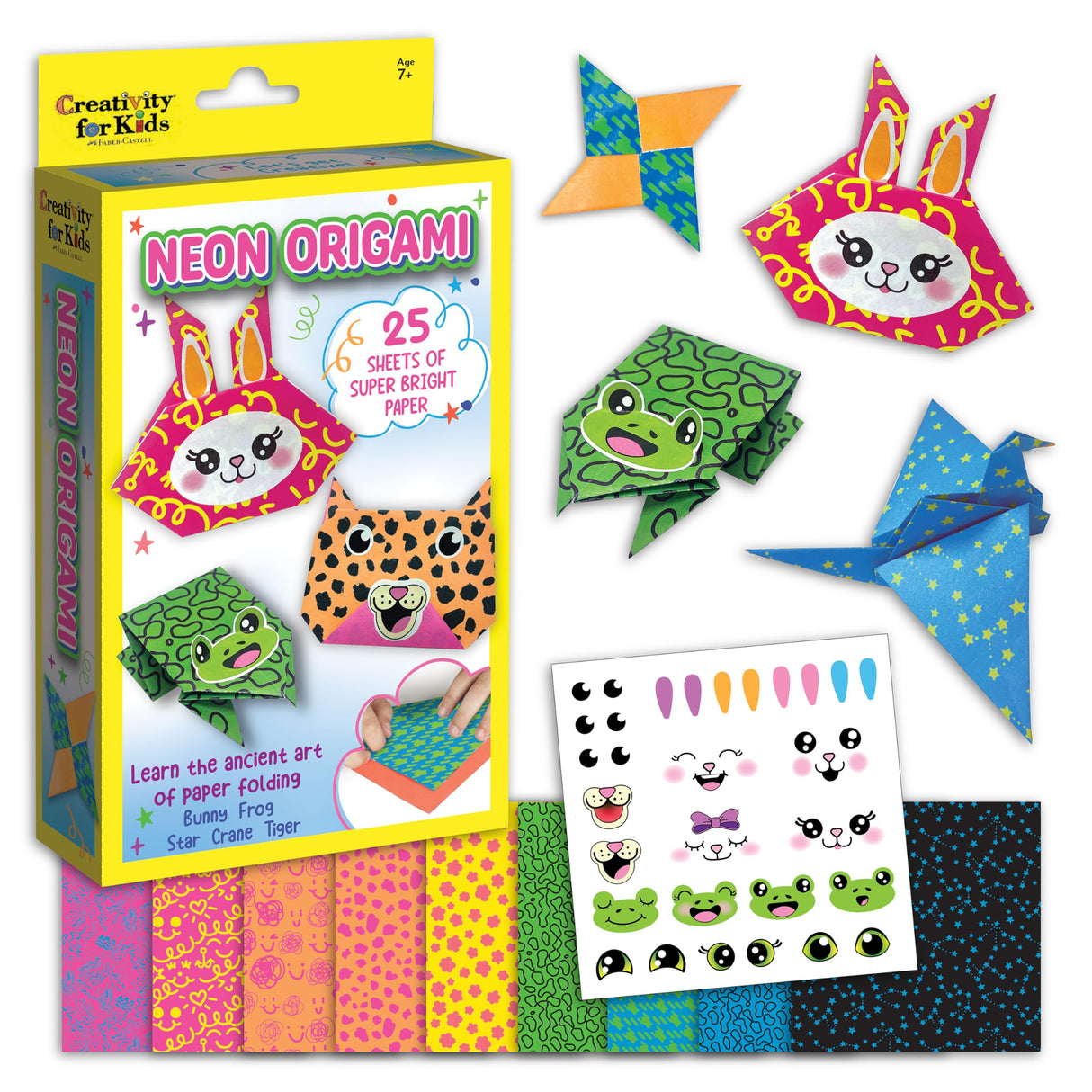 Creativity for Kids Neon Origami Mini Kit: 25 Origami Papers, Christmas Gifts and Toys for Boys, Origami Kit Arts and Crafts for Kids Ages 7-12+, Kids Stocking Stuffer and Small Gifts Creativity for Kids