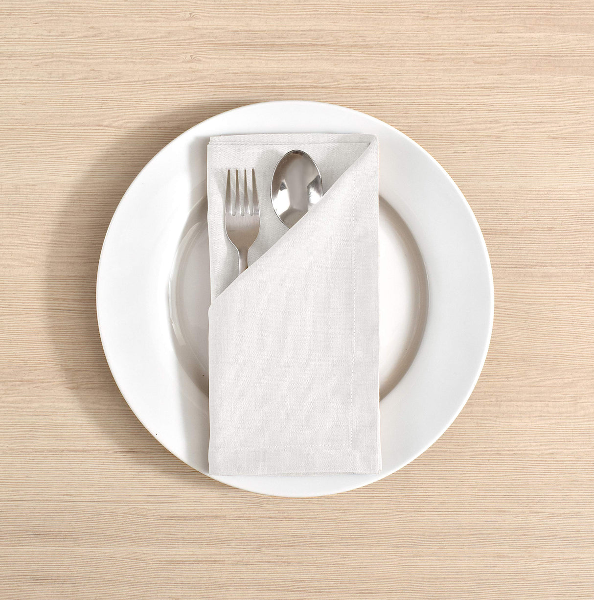 Fingercraft Cloth Napkins, Cotton Linen Blend Napkins Cloth Washable 12 Pack Premium Quality for Parties, Christmas, Thanksgiving, Weddings, Mitered Corner Dinner Napkin for Every Day Use White FINGERCRAFT