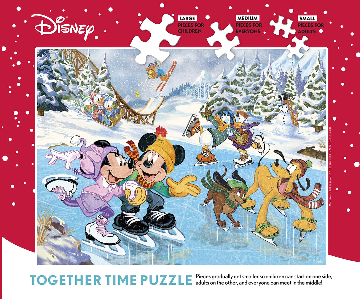 Ceaco - Disney Holiday - Together Time - Mickey & Minnie Skating - 400 Piece Jigsaw Puzzle Ceaco
