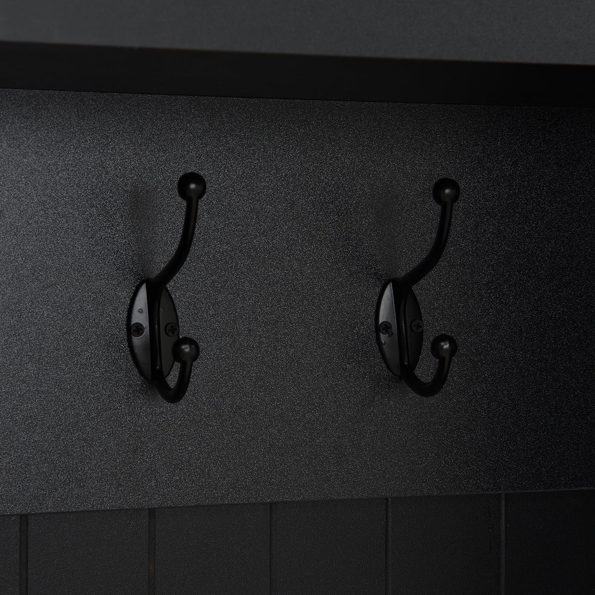 75''H Farmhouse Hall Tree With Bench And Shoe Storage, Entryway Bench With Open Compartments Coat Rack, 8 Shoe Cubbies & 8 Coat Hooks, For Mudroom, Hallway Storages Cabinet, Living Room (Black) PurityVow