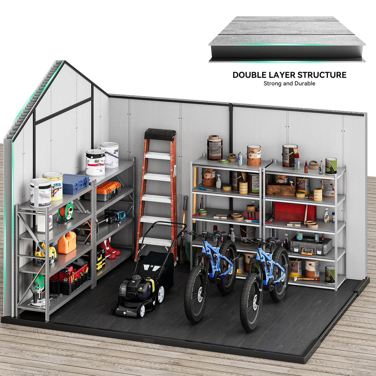 YITAHOME 8x10 FT Outdoor Storage Shed with Lockable Door, Large 544 Cuft Resin Shed with Floor Roof Windows Vents, All-Weather Plastic Storage Shed Tool Organizer for Backyard Garden Patio Lawn, Gray YITAHOME