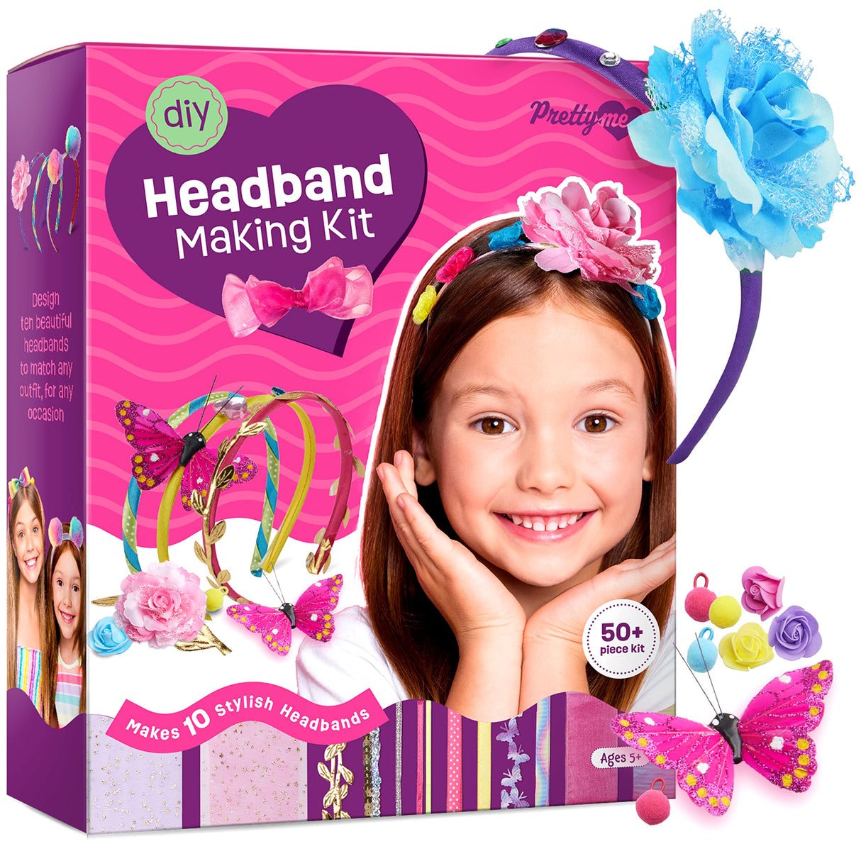 Headband Making Kit for Girls - Make Your Own Fashion Headbands for Kids - DIY Hair Accessories Set - Arts & Crafts Easter Gift for Ages 5-12 Year Old Girl - Little Children's Art & Craft Gifts Pretty Me