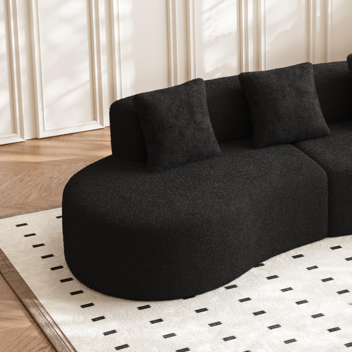 RAVADOEN 109" Curved Couch, Raindrop Velvet Fabric Modern 5 Seater Curved Shaped Sectional Sofa for Living Room, Bedroom, Office, No Assembly RAVADOEN