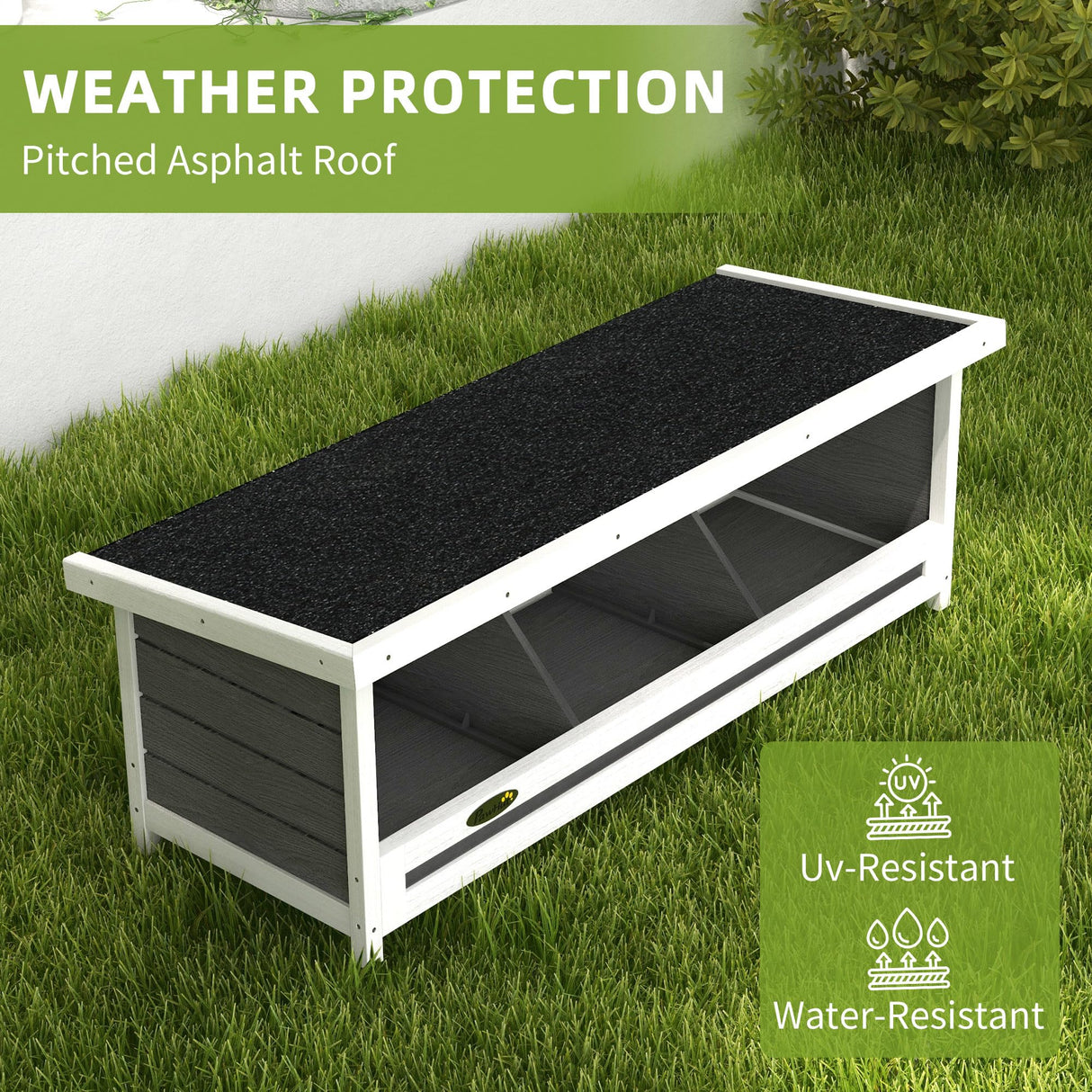 PawHut Wood Chicken Nesting Box, 3 Hole Chicken Boxes for Laying Eggs, Chicken Coop Nesting Box with Asphalt Roof for Indoor or Outdoor, Fits Up to 3 Hens, Gray PawHut