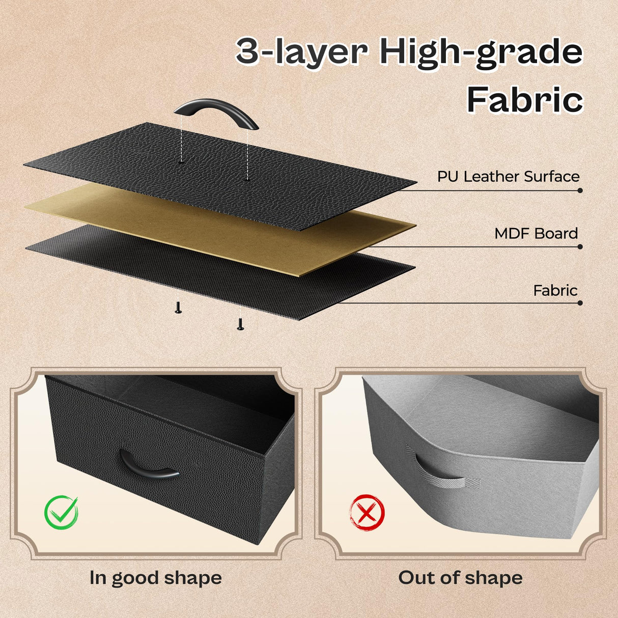 Huuger LED TV Stand for Bedroom, 47 Inch Dresser with Power Outlets, Entertainment Center for 55, 50, 43 Inch TV, 6 Drawer Dresser for Bedroom, Chest of Drawers with Shlef, PU Leather, Rustic Brown Huuger