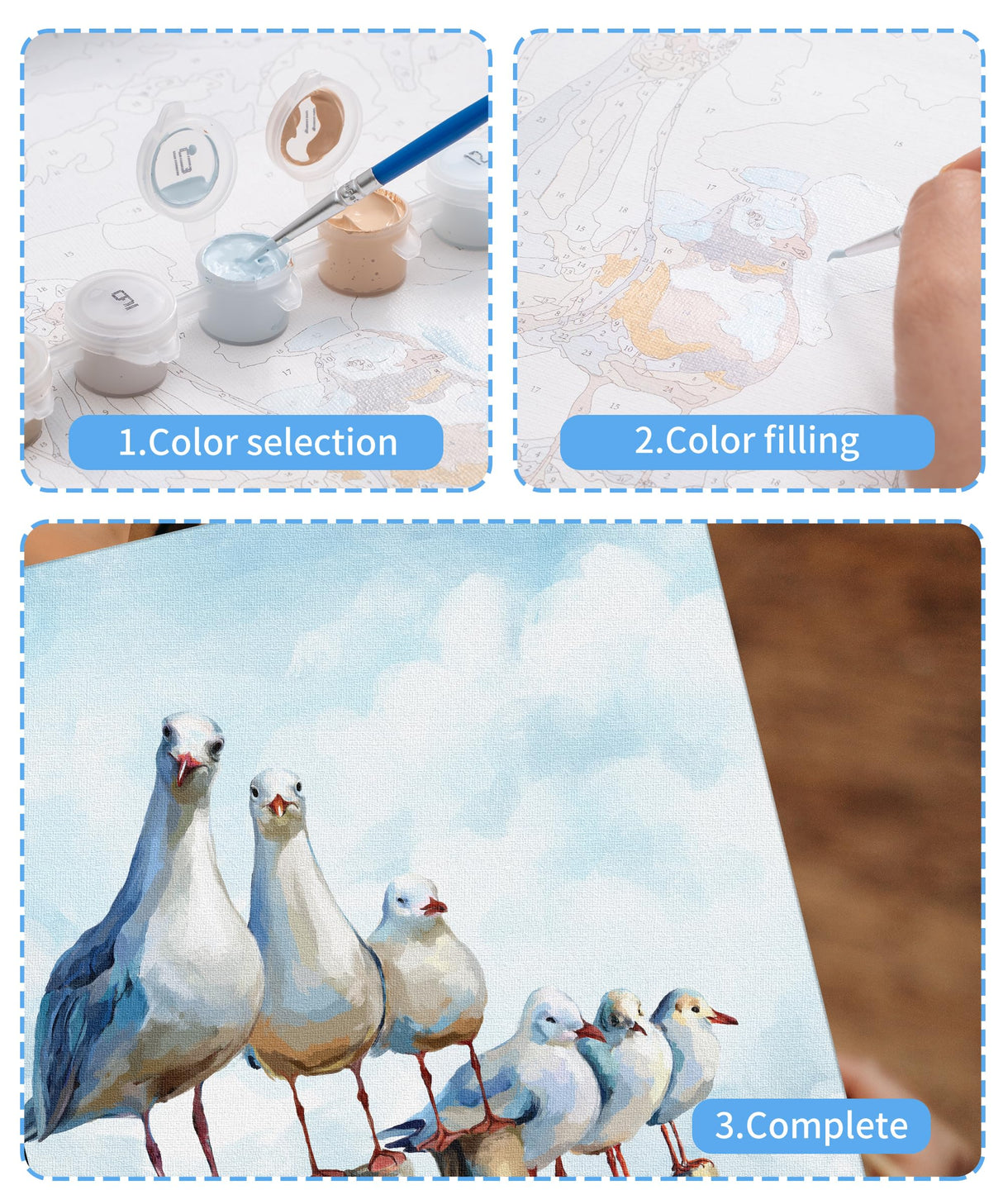 SUMGAR DIY Paint by Numbers Kit for Adults Beginner Seagull Blue Sea Paint by Numbers 16x20 Inch Without Frame Realistic Acrylic Oil Painting Drawing Craft Work Set with Brushes Christmas Gift SUMGAR