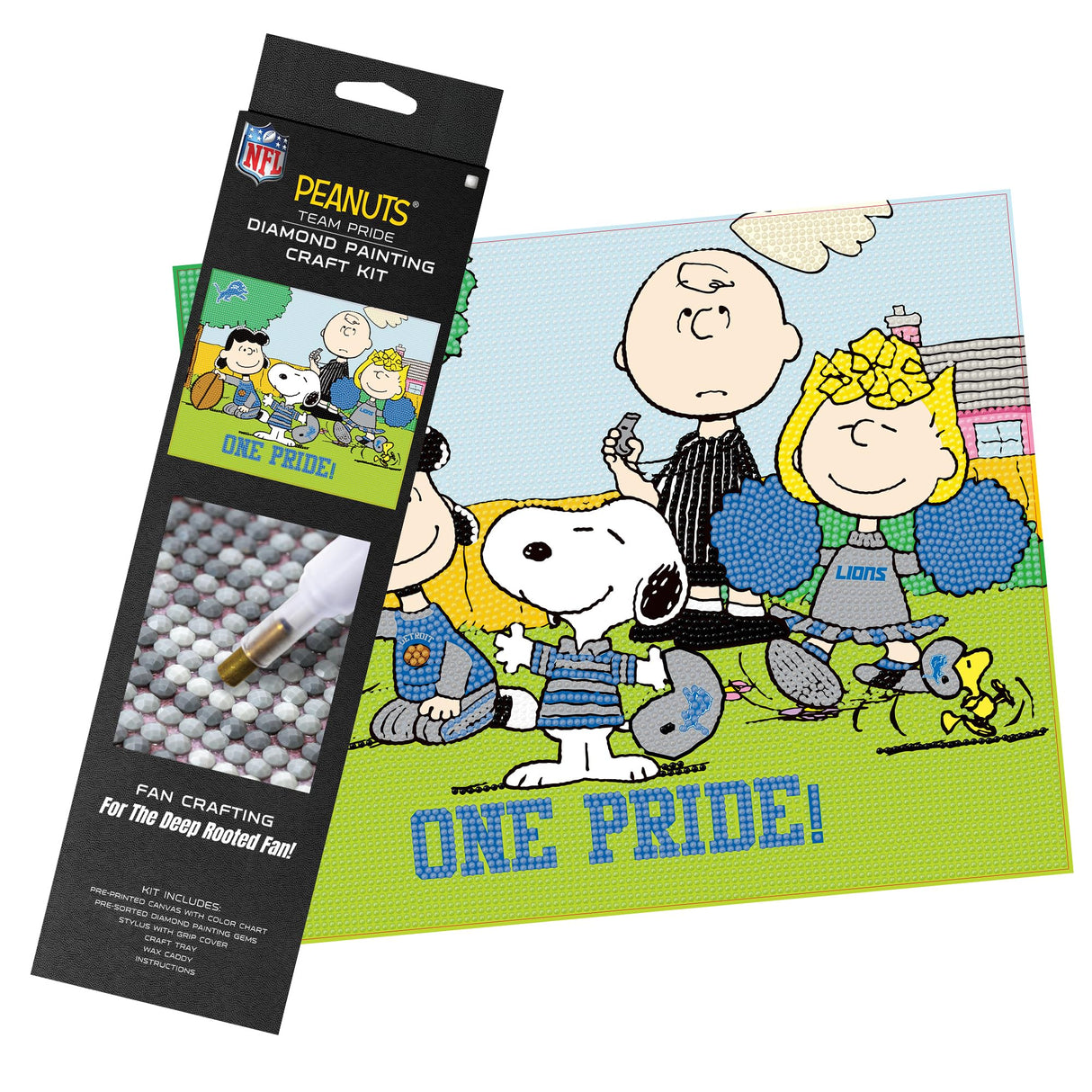 Sporticulture Snoopy Detroit Lions NFL Diamond Painting Craft Kit – Officially Licensed DIY Fan Art, Includes Pre-Sorted Gems, Stylus, Tray, and Instructions – Perfect for Framing and Display Sporticulture
