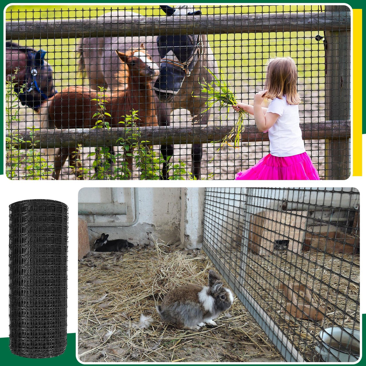 Preboun Plastic Mesh Fence 2 x 164 ft Plastic Safety Fence Roll Reusable Animal Construction Barrier Netting Temporary Pool Fencing Snow Fence for Construction Animal Garden Fencing(Black) Preboun