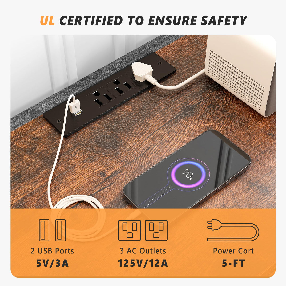 EnHomee Dresser for Bedroom with 10 Fabric Drawers, Dresser with LED Lights & Power Outlets, 55" TV Stand Dresser with Side Pockets and Wood Open Shelves for Bedroom, Entryway, Rustic Brown EnHomee