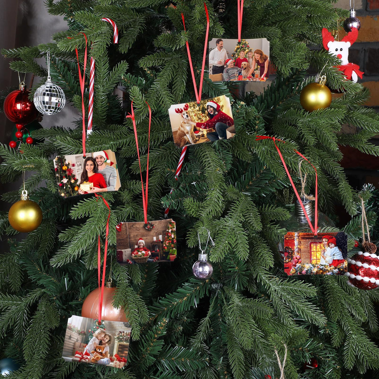 Zeyune 48 Pcs Christmas Sublimation Ornament Blanks 3.5"x2.48" Rectangle Double Sided Blanks Christmas Hanging Ornament Blank Personalized Sublimation Blank with Rope DIY for Christmas Tree Decoration Zeyune