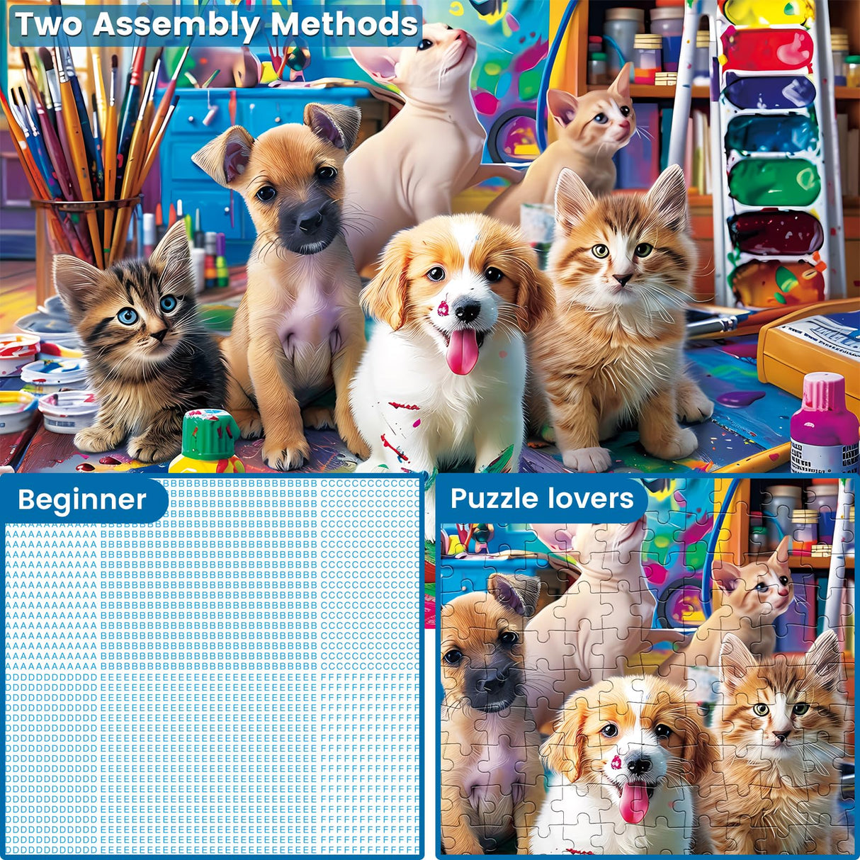 300 Piece Puzzle for Adults Jigsaw Puzzles Dog Puzzles 300 Pieces for Adult Kids Ages 8-10 10-12 Recycled Cardboard Adult Puzzles Game Birthday Gift Family Challenging Game 20.5x15IN WSCXSC