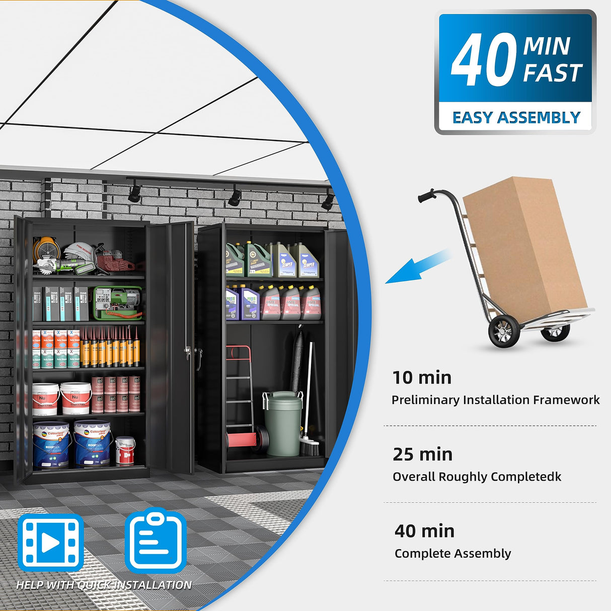 Superday Metal Storage Cabinets, 72" Storage Cabinet with Locking Door, Tall Garage Cabinet with 2 Doors and 4 Adjustable Shelves for Home Office, Classroom, Easy Assemble(Black) Superday