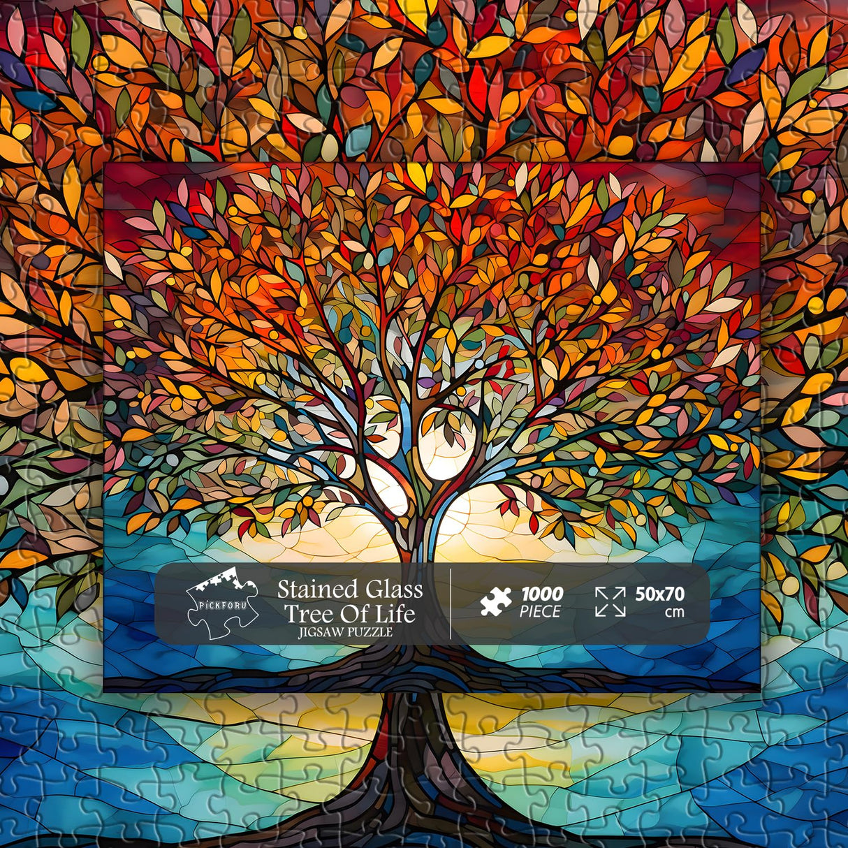 Stained Glass Puzzle for Adults 1000 Piece, Tree of Life Puzzles, Impossible Hard Difficult Challenging Puzzles for Adults, Colorful Mosaic Tree of Life Jigsaw Puzzle 1000 Pieces PICKFORU