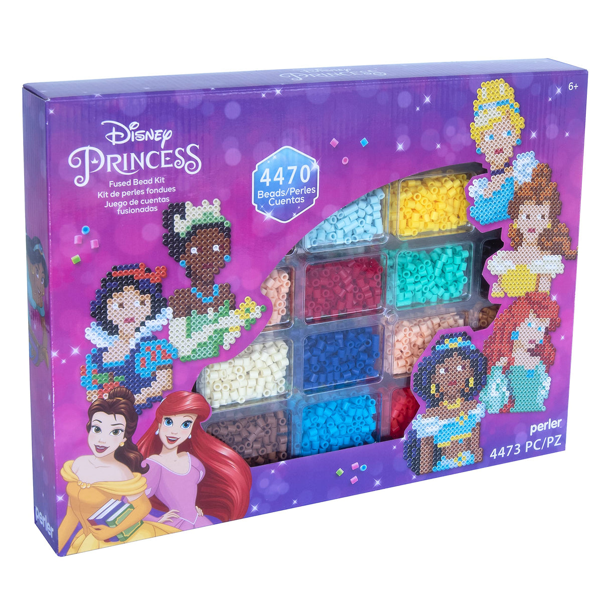 Perler Disney Princesses Deluxe Fused Bead Activity Kit with Patterns and Pegboards, Finished Project Sizes Vary, Multicolor 4474 Pieces Perler